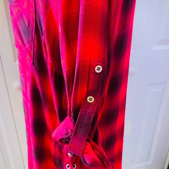 NWT NY&CO Plaid Soho Jeans Shirt Size Large - Picture 4 of 5